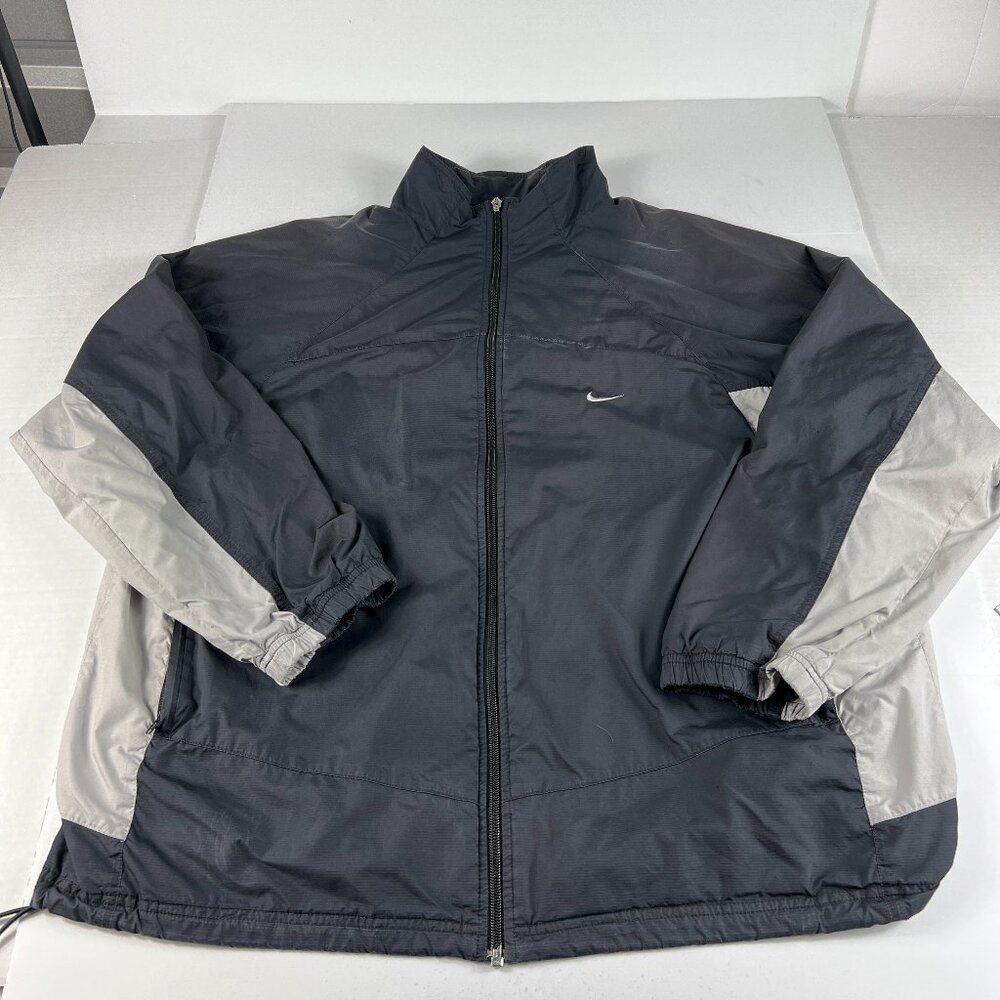 VTG Nike Jacket Adult Extra Large Black & Grey Small Check Full Zip Windbreaker